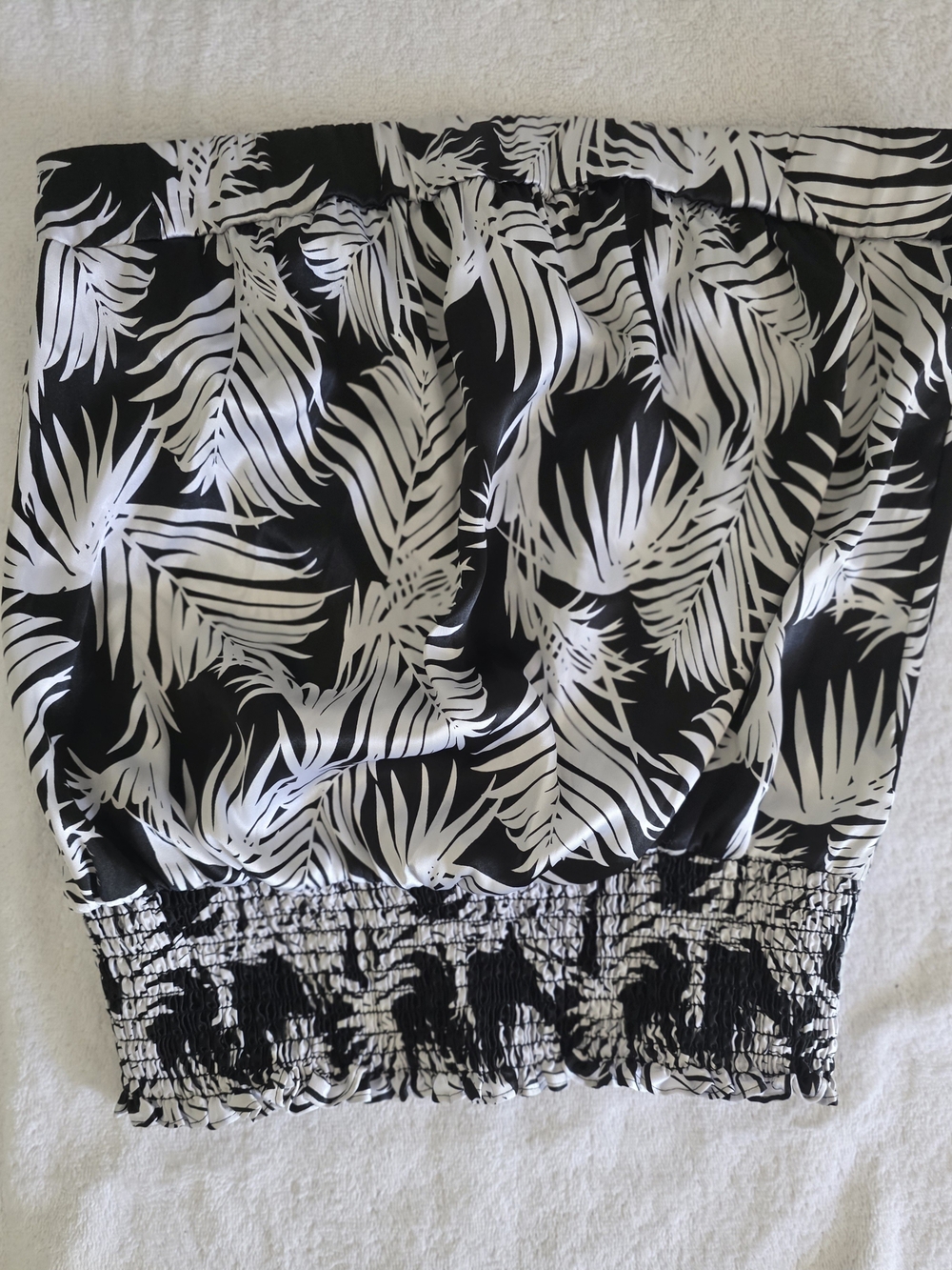 White House Black Market Tropical Palm Leaf Satin Strapless Tube Top